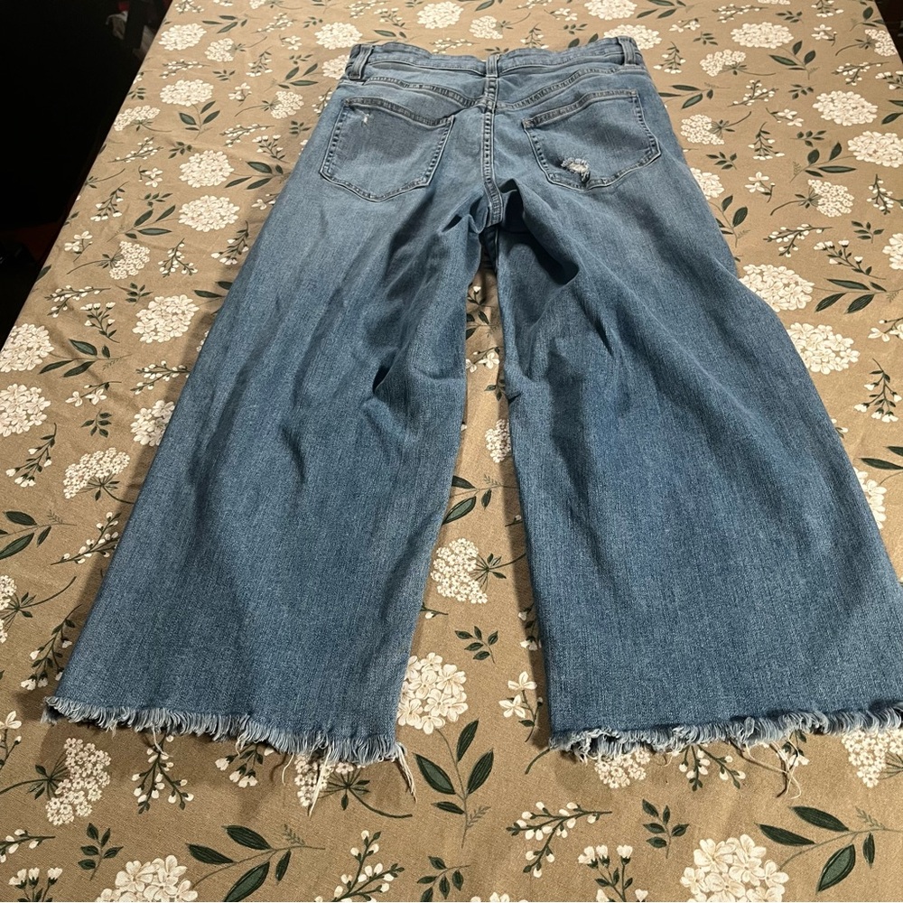 Uniqlo Blue Raw Hem Jeans 26 Straight Leg Distressed Y2K Preppy Bohemian - Picture 9 of 10